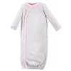 Touched By Nature Baby Girl Organic Cotton Side-Closure Snap Long-Sleeve Gowns 3pk, Pink Gray Scribble