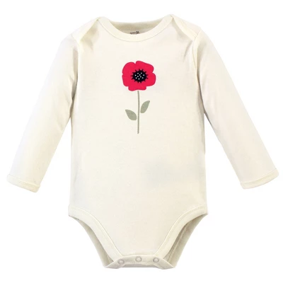 Touched By Nature Baby Girl Organic Cotton Long-Sleeve Bodysuits 5pk, Poppy 5 Touched By Nature Baby Girl Organic Cotton Long-Sleeve Bodysuits 5pk, Poppy - Image 5