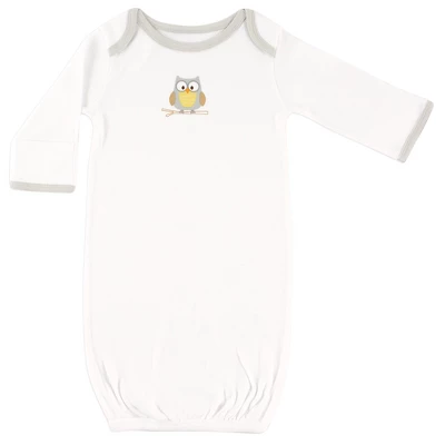Luvable Friends Baby Unisex Cotton Gowns, Owl, 0-6 Months 2 Luvable Friends Baby Unisex Cotton Gowns, Owl, 0-6 Months - Image 2
