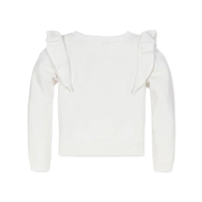 Hope & Henry Girls' Long Sleeve Pointelle Yoke Ruffle Sweater, Infant 2 Hope & Henry Girls' Long Sleeve Pointelle Yoke Ruffle Sweater, Infant - Image 2