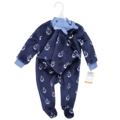 Hudson Baby Infant Boy Flannel Plush Sleep And Play And Security Toy, Whale Anchor