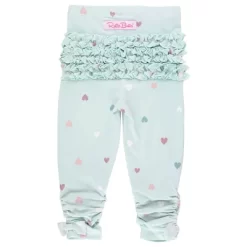 RuffleButts Sweet Hearts Knit Ruched Bow Leggings