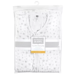 Hudson Baby Unisex Baby Long Sleeve Muslin Sleeping Bag, Wearable Blanket, Sleep Sack, Gray Star