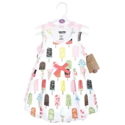 Touched By Nature Baby And Toddler Girl Organic Cotton Short-Sleeve And Long-Sleeve Dresses, Popsicle