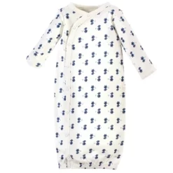 Touched By Nature Baby Girl Organic Cotton Side-Closure Snap Long-Sleeve Gowns 3pk, Garden Floral