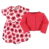 Touched By Nature Baby And Toddler Girl Organic Cotton Dress And Cardigan 2pc Set, Poppy