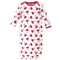 Touched By Nature Baby Girl Organic Cotton Long-Sleeve Gowns 3pk, Petals, 0-6 Months