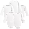 Hudson Baby Cotton Preemie Long-Sleeve Bodysuits 5pk, White, Preemie
