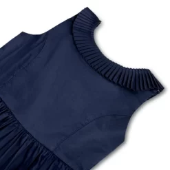 Hope & Henry Girls' Sleeveless Pleated Collar Sateen Party Dress, Infant