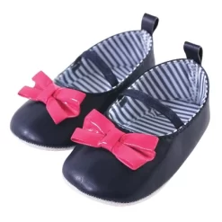 Little Treasure Baby Girl Cotton Bodysuit, Pant And Shoe 3pc Set, Navy Pink Purse