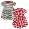 Touched By Nature Girls Infant, Toddler, Kids And Womens Organic Cotton Short-Sleeve Dresses, Poppy, 9-12 Months