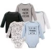 Hudson Baby Infant Boy Cotton Long-Sleeve Bodysuits 5pk, Mustache