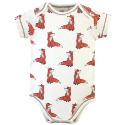 Touched By Nature Baby Boy Organic Cotton Bodysuits 5pk, Boho Fox