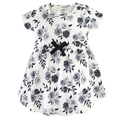 Touched By Nature Baby And Toddler Girl Organic Cotton Dress And Cardigan 2pc Set, Black Floral 2 Touched By Nature Baby And Toddler Girl Organic Cotton Dress And Cardigan 2pc Set, Black Floral - Image 2