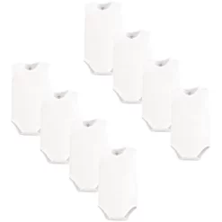 Touched By Nature Organic Cotton Sleeveless Bodysuits 8pk, White