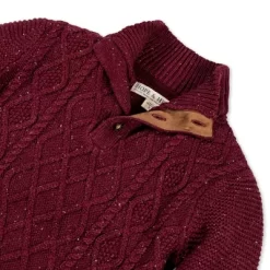 Hope & Henry Boys' Long Sleeve Mock Neck Cable Sweater With Flecks, Infant