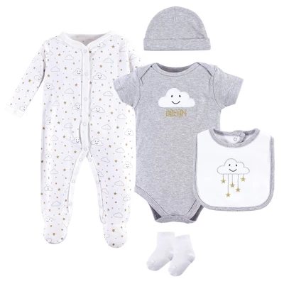 Hudson Baby Infant Unisex Cotton Layette Set, Gray Clouds 1 Hudson Baby Infant Unisex Cotton Layette Set, Gray Clouds