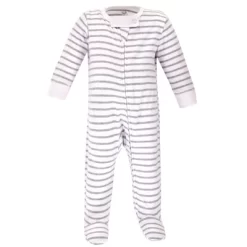Touched By Nature Baby Organic Cotton Zipper Sleep And Play 3pk, Gray Woodland