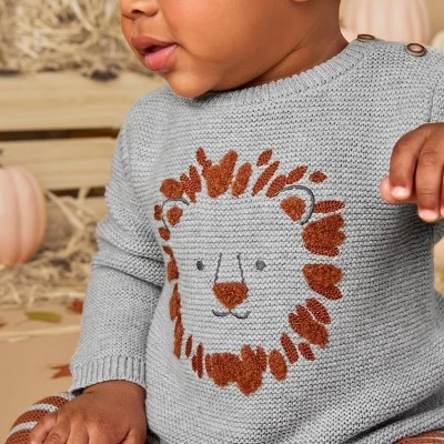 Carter's Just One You®️ Baby Boys' 3pc Lion Sweater & Bottom Set - Gray 8 Carter's Just One You®️ Baby Boys' 3pc Lion Sweater & Bottom Set - Gray - Image 8
