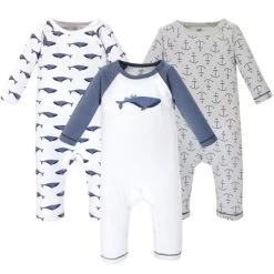 Touched By Nature Baby Organic Cotton Coveralls 3pk, Blue Whale -Baby Nest Deals Store GUEST e30c856a 271a 49f8 a641 8b8228a34f4f