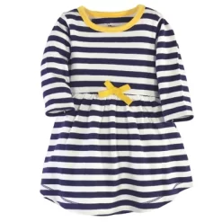 Touched By Nature Baby And Toddler Girl Organic Cotton Long-Sleeve Dresses 2pk, Pottery Tile