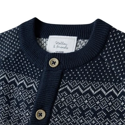 Stellou & Friends 100% Cotton Knit Norwegian Jacquard Design Baby Toddler Boys Girls Long Sleeve Cardigan Sweater 2 Stellou & Friends 100% Cotton Knit Norwegian Jacquard Design Baby Toddler Boys Girls Long Sleeve Cardigan Sweater - Image 2