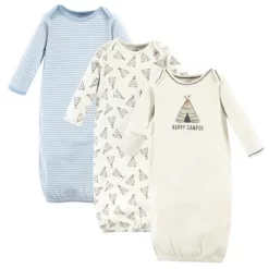 Touched By Nature Organic Cotton Gowns, Blue And Gray, Preemie Newborn