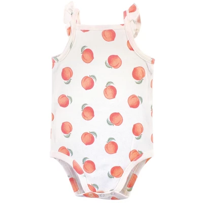 Touched By Nature Baby Girl Organic Cotton Bodysuits 5pk, Peach 4 Touched By Nature Baby Girl Organic Cotton Bodysuits 5pk, Peach - Image 4