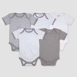 Burt's Bees Baby® Organic Cotton 5pk Short Sleeve Bodysuit Set - Heather Gray -Baby Nest Deals Store GUEST e918c266 8264 40ff a7c1 0be1bc63be9c