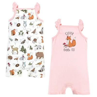 Touched By Nature Infant Girl Organic Cotton Rompers, Woodland Alphabet 4 Touched By Nature Infant Girl Organic Cotton Rompers, Woodland Alphabet - Image 4