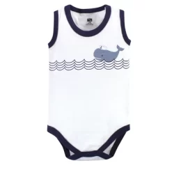 Hudson Baby Infant Boy Cotton Sleeveless Bodysuits 5pk, Sailor Whale