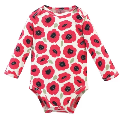 Touched By Nature Baby Girl Organic Cotton Long-Sleeve Bodysuits 5pk, Poppy 2 Touched By Nature Baby Girl Organic Cotton Long-Sleeve Bodysuits 5pk, Poppy - Image 2