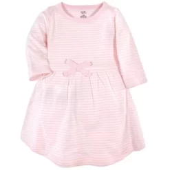 Touched By Nature Baby And Toddler Girl Organic Cotton Long-Sleeve Dresses 2pk, Pink Elephant