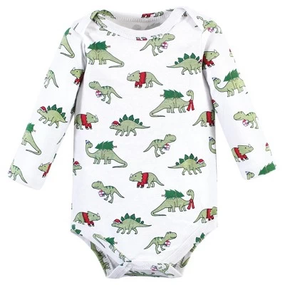 Hudson Baby Unisex Baby Cotton Long-Sleeve Bodysuits, Christmasaurus 3 Hudson Baby Unisex Baby Cotton Long-Sleeve Bodysuits, Christmasaurus - Image 3