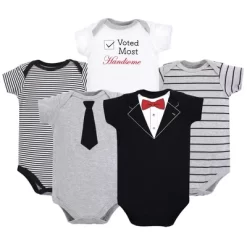 Little Treasure Baby Boy Cotton Bodysuits 5pk, Tuxedo
