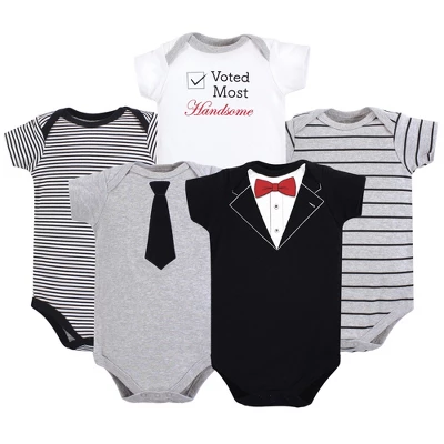 Little Treasure Baby Boy Cotton Bodysuits 5pk, Tuxedo 1 Little Treasure Baby Boy Cotton Bodysuits 5pk, Tuxedo