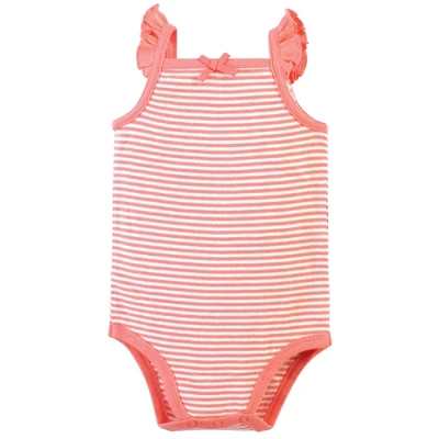 Touched By Nature Baby Girl Organic Cotton Bodysuits 5pk, Peach 2 Touched By Nature Baby Girl Organic Cotton Bodysuits 5pk, Peach - Image 2