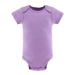 The Peanutshell Baby Girl Short Sleeve Bodysuits, 5-Pack, Purple/Grey/Mint, Newborn To 24 Months