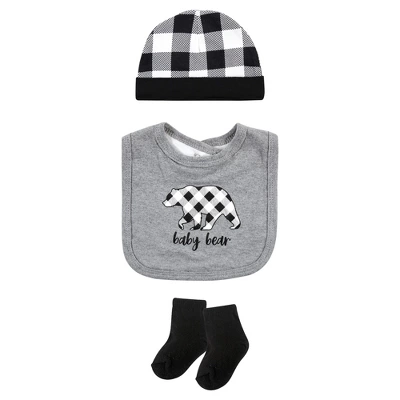 Hudson Baby Unisex Baby Cotton Layette Set, Baby Bear Gray Black 2 Hudson Baby Unisex Baby Cotton Layette Set, Baby Bear Gray Black - Image 2