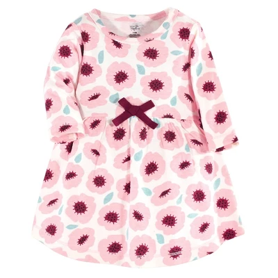 Touched By Nature Baby And Toddler Girl Organic Cotton Long-Sleeve Dresses 2pk, Blush Blossom 2 Touched By Nature Baby And Toddler Girl Organic Cotton Long-Sleeve Dresses 2pk, Blush Blossom - Image 2