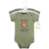 Hudson Baby Infant Boy Cotton Bodysuits, Safari Life 3-Pack