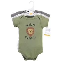Hudson Baby Infant Boy Cotton Bodysuits, Safari Life 3-Pack