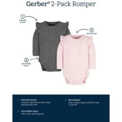 Gerber Baby Girls' Ruffle Long Sleeve Onesies® Bodysuits - 2-Pack -Baby Nest Deals Store GUEST fb3dde33 e8de 43f5 9699 dd0fab85948e
