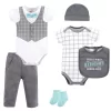 Little Treasure Baby Boy Layette 6-Piece Set, Mint Bow Tie