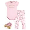 Little Treasure Baby Girl Cotton Bodysuit, Pant And Shoe 3pc Set, Brunch