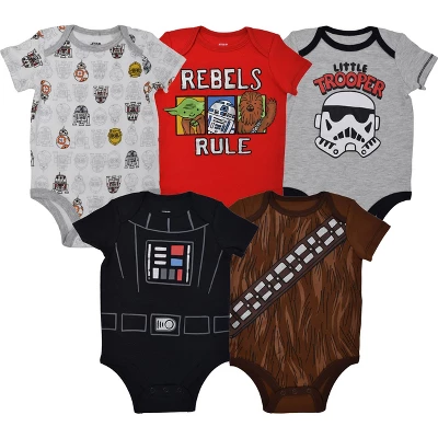 Star Wars Darth Vader Chewbacca Stormtrooper R2-D2 C-3PO Baby Boys 5 Pack Bodysuit 8 Star Wars Darth Vader Chewbacca Stormtrooper R2-D2 C-3PO Baby Boys 5 Pack Bodysuit - Image 8
