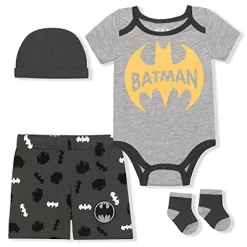 Warner Bros Boy's 4-Pack Batman Short Sleeve Baby Bodysuit Creeper, Casual Shorts, Cap And Matching Socks For Infant 9 Warner Bros Boy's 4-Pack Batman Short Sleeve Baby Bodysuit Creeper, Casual Shorts, Cap And Matching Socks For Infant -Baby Nest Deals Store GUEST fcdea8b1 0fdd 4c54 8164 af9b9623c7ba