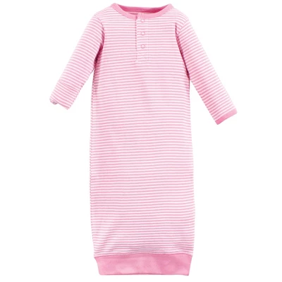 Touched By Nature Baby Girl Organic Cotton Henley Long-Sleeve Gowns 3pk, Garden Floral 2 Touched By Nature Baby Girl Organic Cotton Henley Long-Sleeve Gowns 3pk, Garden Floral - Image 2